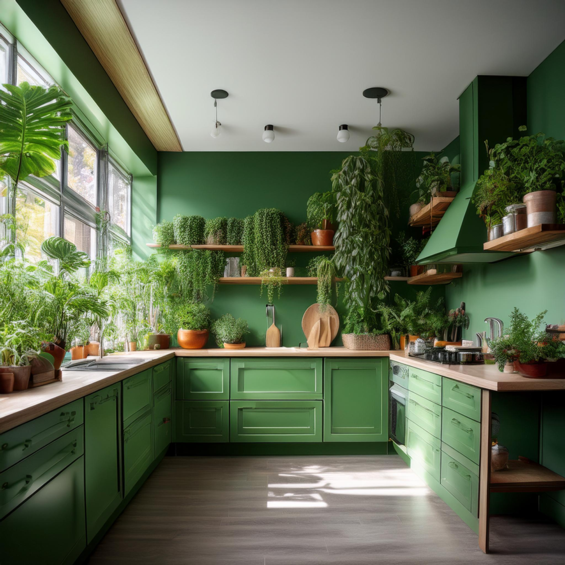 Firefly Green Kitchen With Lots Of Plants 72674